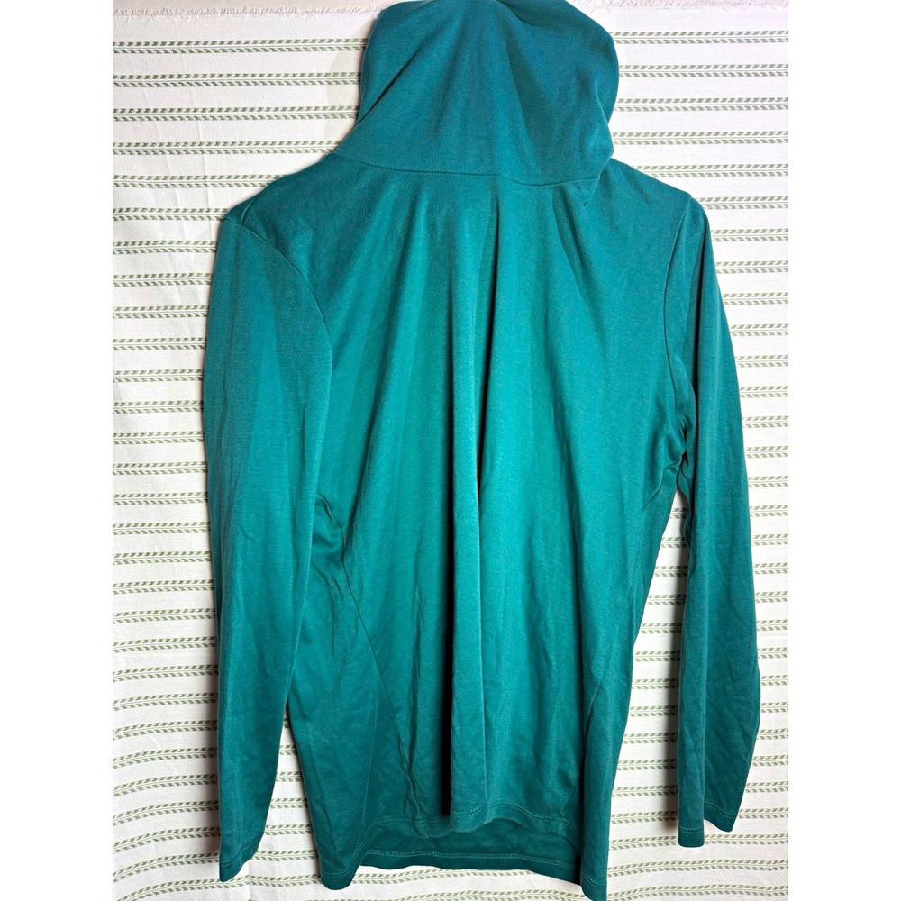 L.L.Bean Women's Knit Cotton Cowl Neck Long Sleeve Pullover Top Green XL